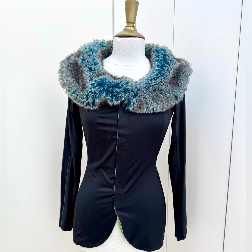 Vintage 90s Y2K Jean Paul Gaultier Faux Fur & Neoprene Jacket Blazer